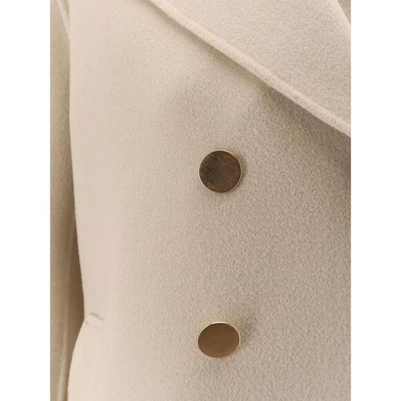 MAX MARA Double-Breasted Wool Blend Coat Women NUDE & NEUTRALS Coats & Jackets - Picture 3 of 3